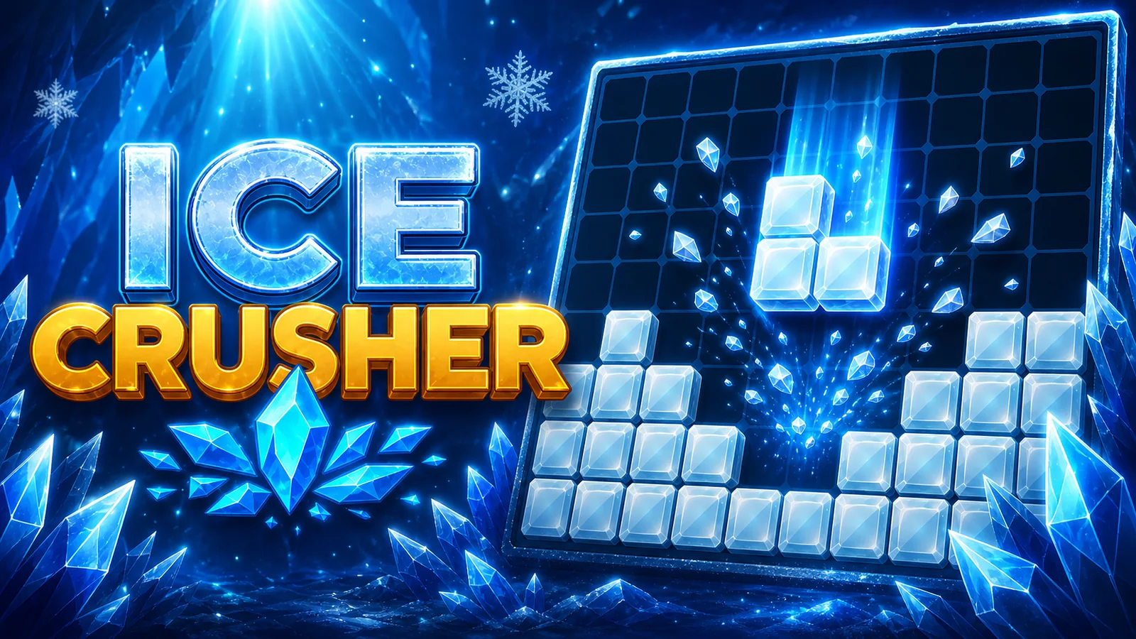 Ice Crusher game artwork with ice blocks and crystals